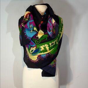 Han Mei Soft Touch Scarf 53” x 53”Large Square Bold Multicolour Graphic Print